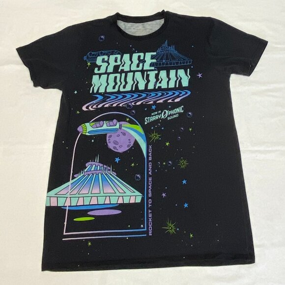 Disney Space Mountain Tee Black M Parks Exclusive Graphic T-Shirt Short Sleeve - Picture 8 of 11